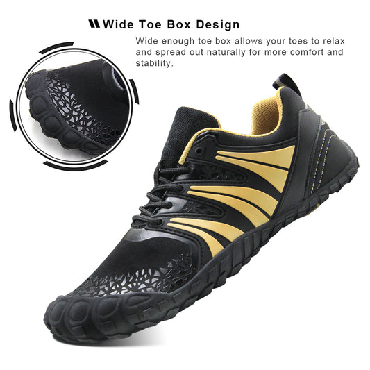 Oranginer Men's Barefoot Minimalist Cross Training Shoes OB1 - Black/Gold