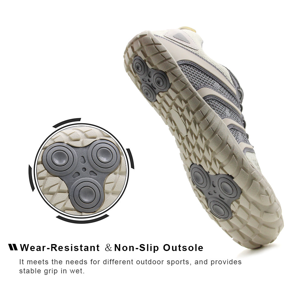 Oranginer Men's No-Tie Lace Minimalist Barefoot Shoes NTL - Beige